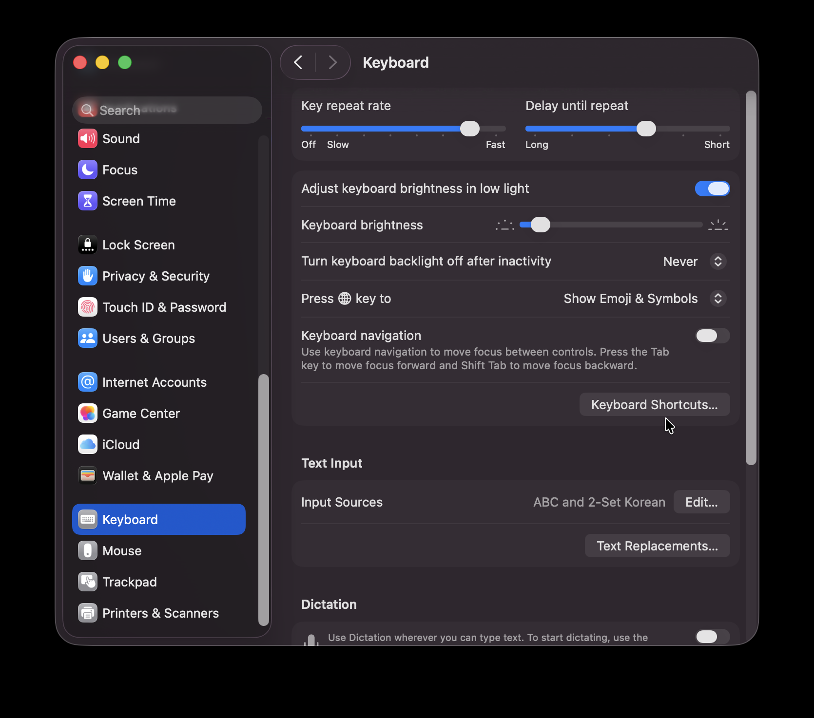 macOS System Settings Navigation